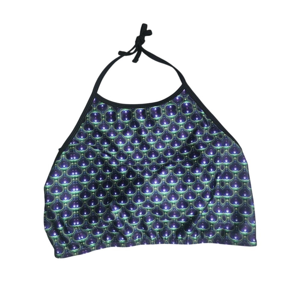THE HEADSPACE Psychedelic‎ Bubble Print Halter Crop Top Festival Rave XXL